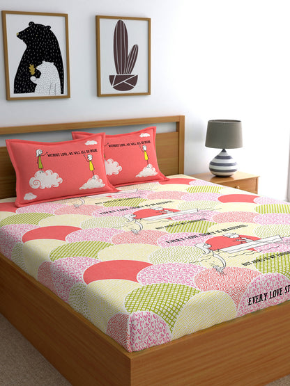 My Room 100% Cotton Bedsheet | 140 TC | Peach