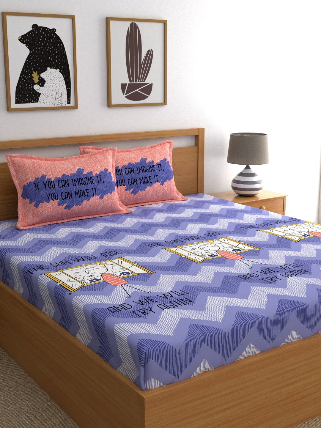 My Room 100% Cotton Bedsheet | 140 TC | Voilet