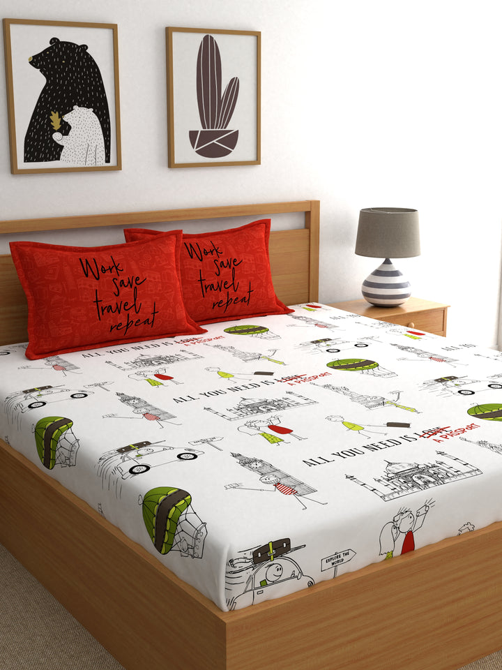 My Room 100% Cotton Children Bedsheet Set | 140 TC | Red