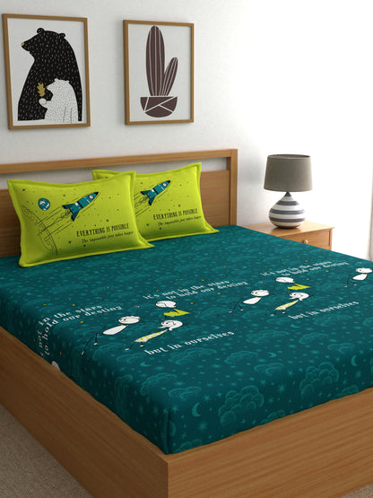 My Room 100% Cotton Children Bedsheet Set | 140 TC | Green