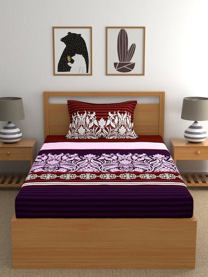 My Room 100% Cotton Ethnic Bedsheet Set | 140 TC | Purple