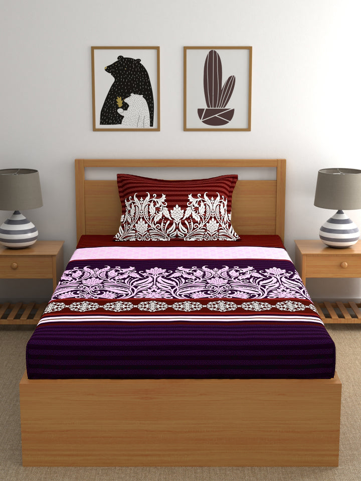 My Room 100% Cotton Ethnic Bedsheet Set | 140 TC | Purple