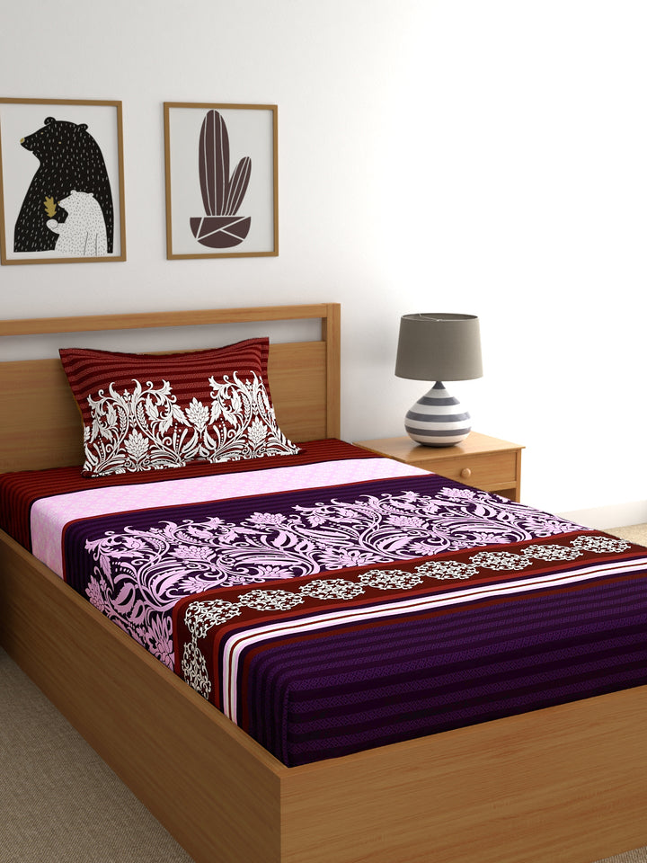 My Room 100% Cotton Ethnic Bedsheet Set | 140 TC | Purple