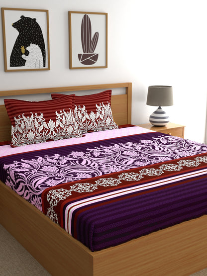 My Room 100% Cotton Ethnic Bedsheet Set | 140 TC | Purple