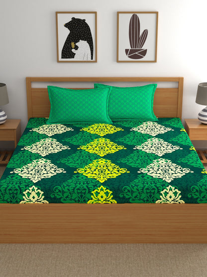 My Room 100% Cotton Ethnic Bedsheet Set | 140 TC | Green
