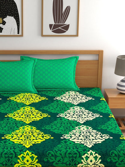 My Room 100% Cotton Ethnic Bedsheet Set | 140 TC | Green