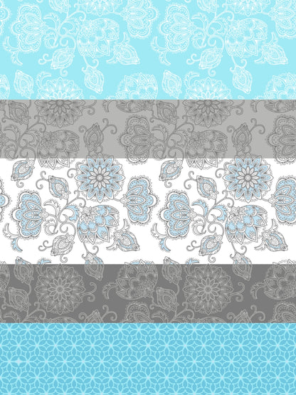 My Room 100% Cotton Floral Bedsheet Set | 140 TC | Light Blue