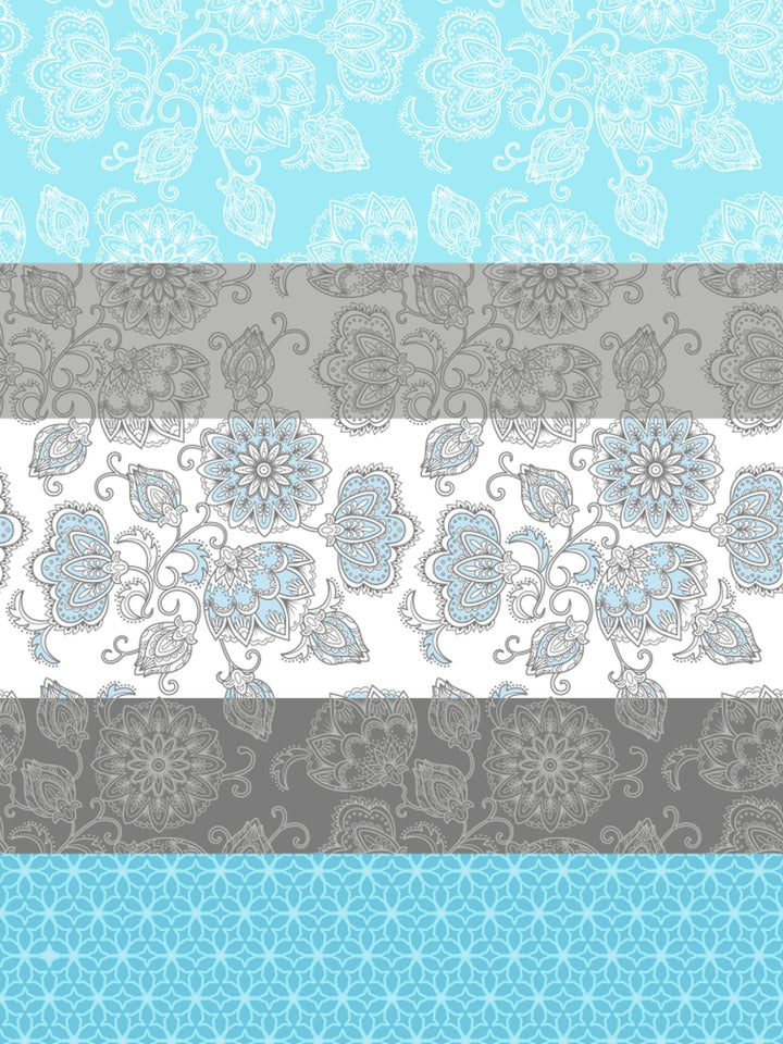 My Room 100% Cotton Floral Bedsheet Set | 140 TC | Light Blue