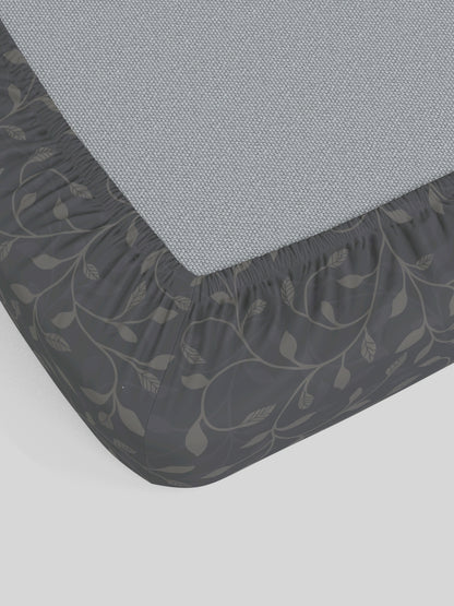 My Room 100% Cotton Floral Bedsheet Set | 140 TC | Black