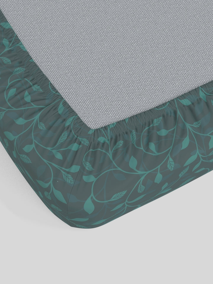 My Room 100% Cotton Floral Bedsheet Set | 140 TC | Teal Green