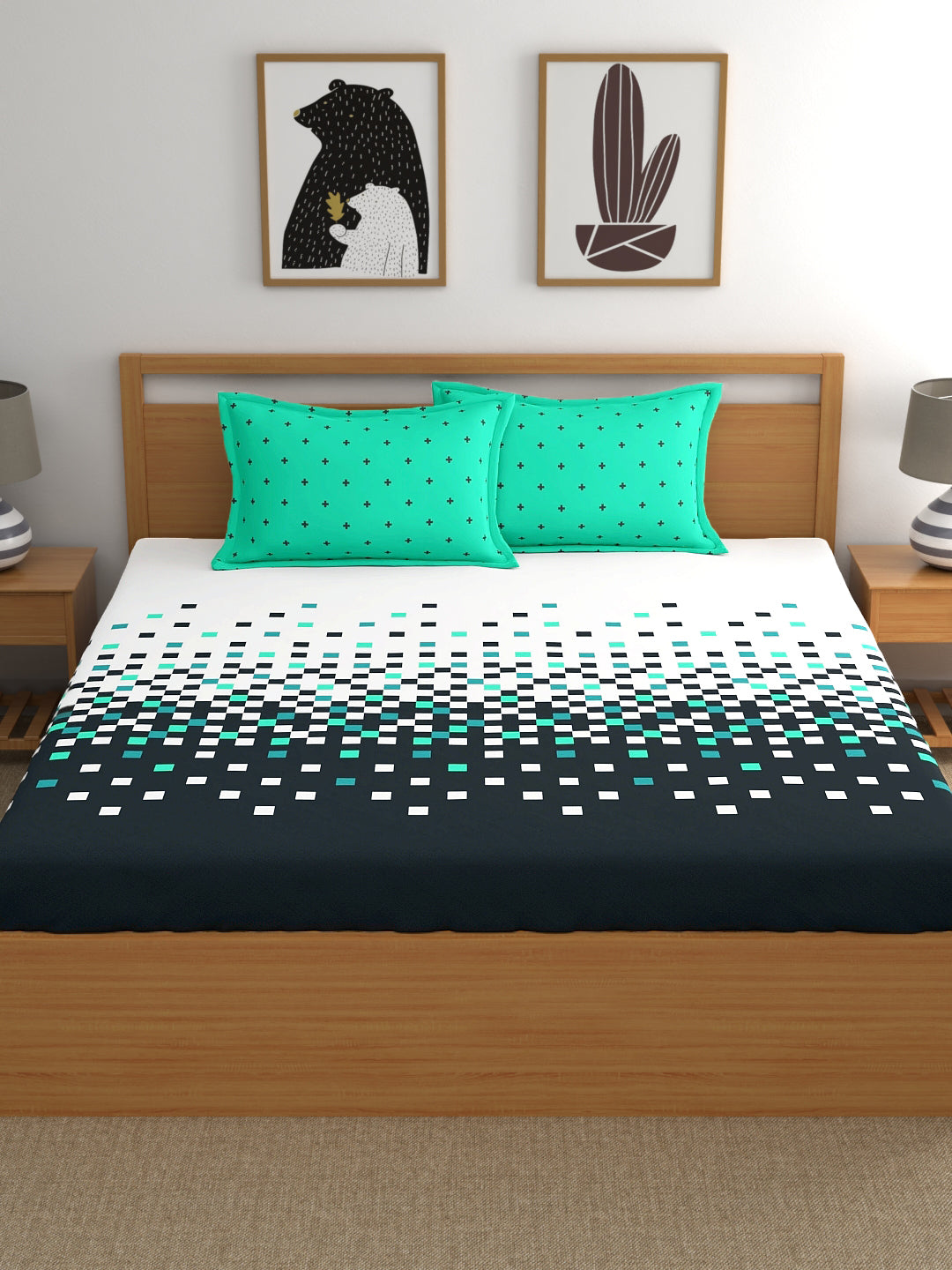 Home Ecstasy 100% Cotton Geometric Bedsheet Set