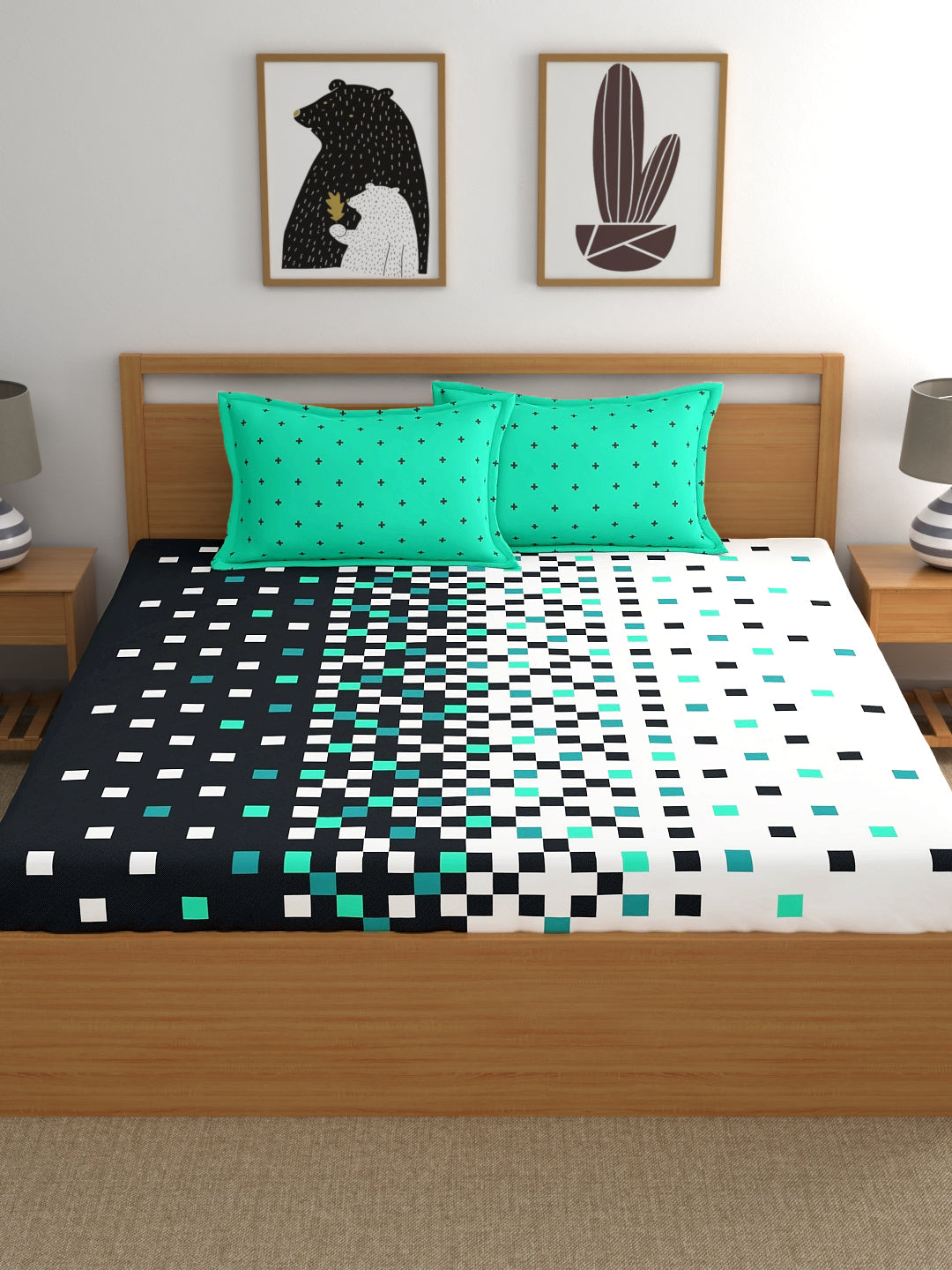 Home Ecstasy 100% Cotton Geometric Bedsheet Set