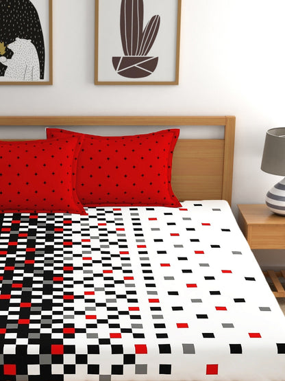 My Room 100% Cotton Geometri Bedsheet Set | 140 TC | Black