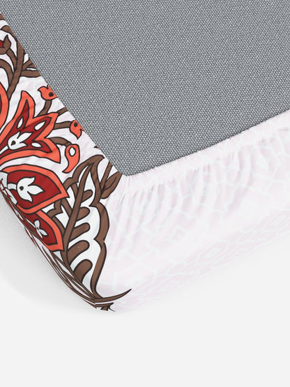 My Room 100% Cotton Floral Bedsheet Set | 140 TC | Tomato