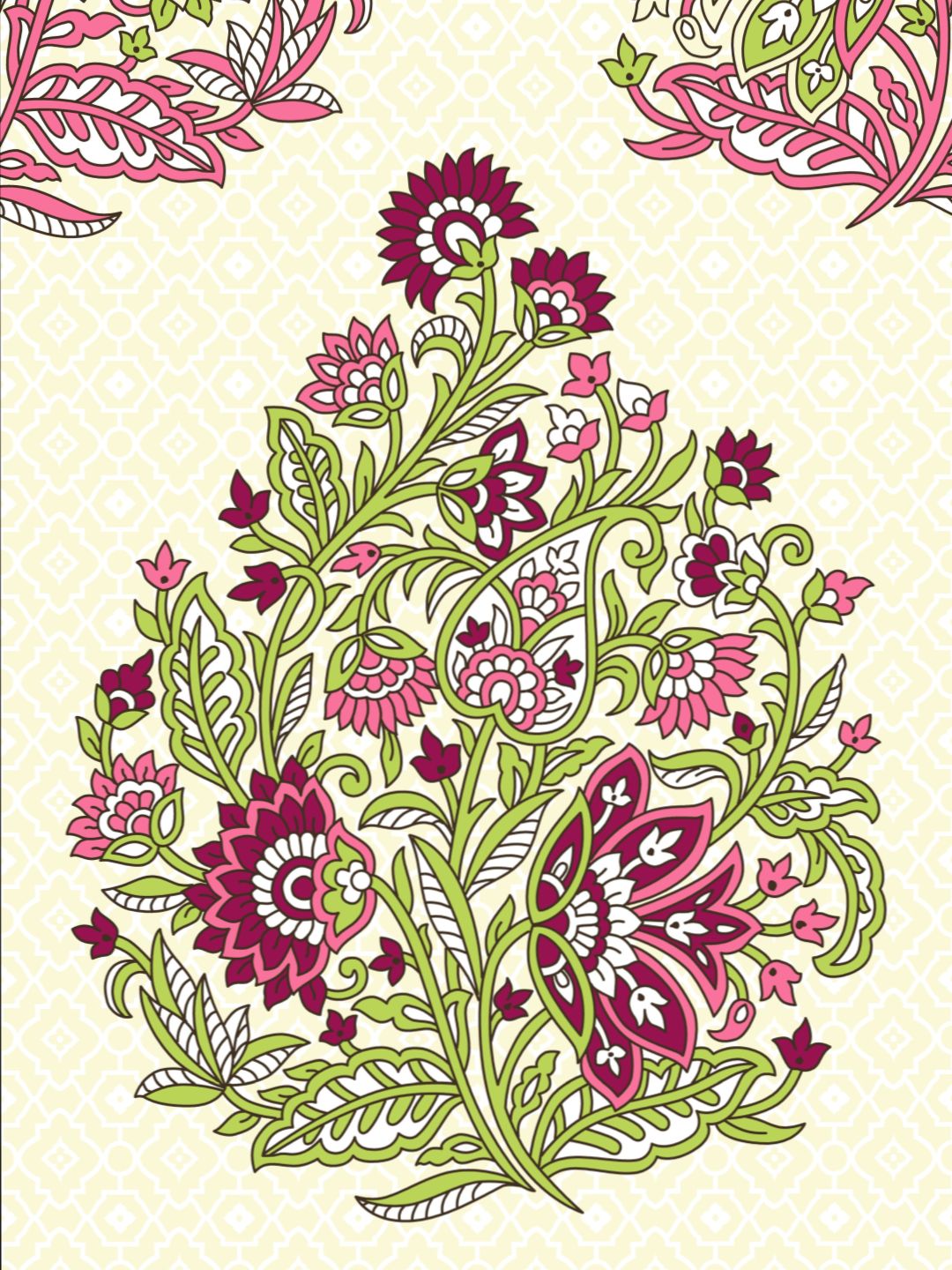 My Room 100% Cotton Floral Bedsheet Set | 140 TC | Dark Pink