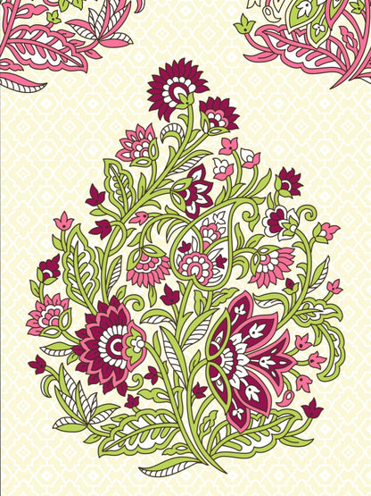 My Room 100% Cotton Floral Bedsheet Set | 140 TC | Dark Pink