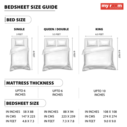 My Room 100% Cotton 140 TC Geometric Bedsheet Set - Colour: Dark Grey