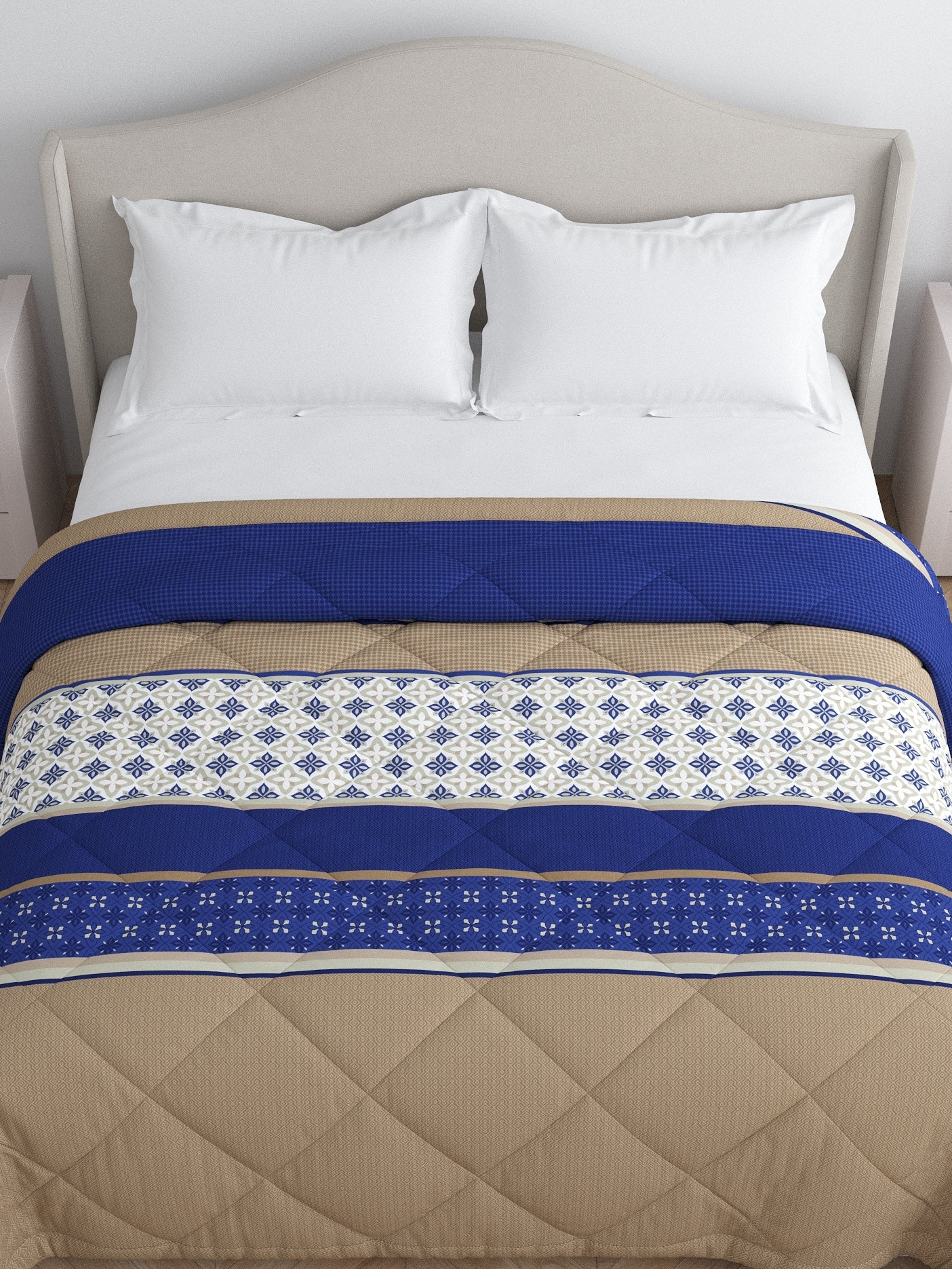 Home Ecstasy 100% Cotton 150 TC Ethnic Quilt - Colour: Blue