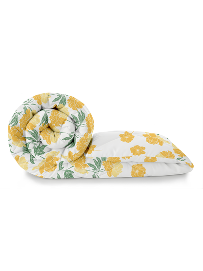 Home Ecstasy 100% Cotton 150 TC Floral Quilt - Colour: Beige