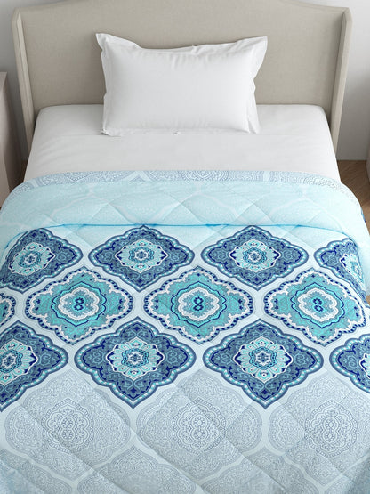 Home Ecstasy 100% Cotton 150 TC Floral Quilt - Colour: Blue