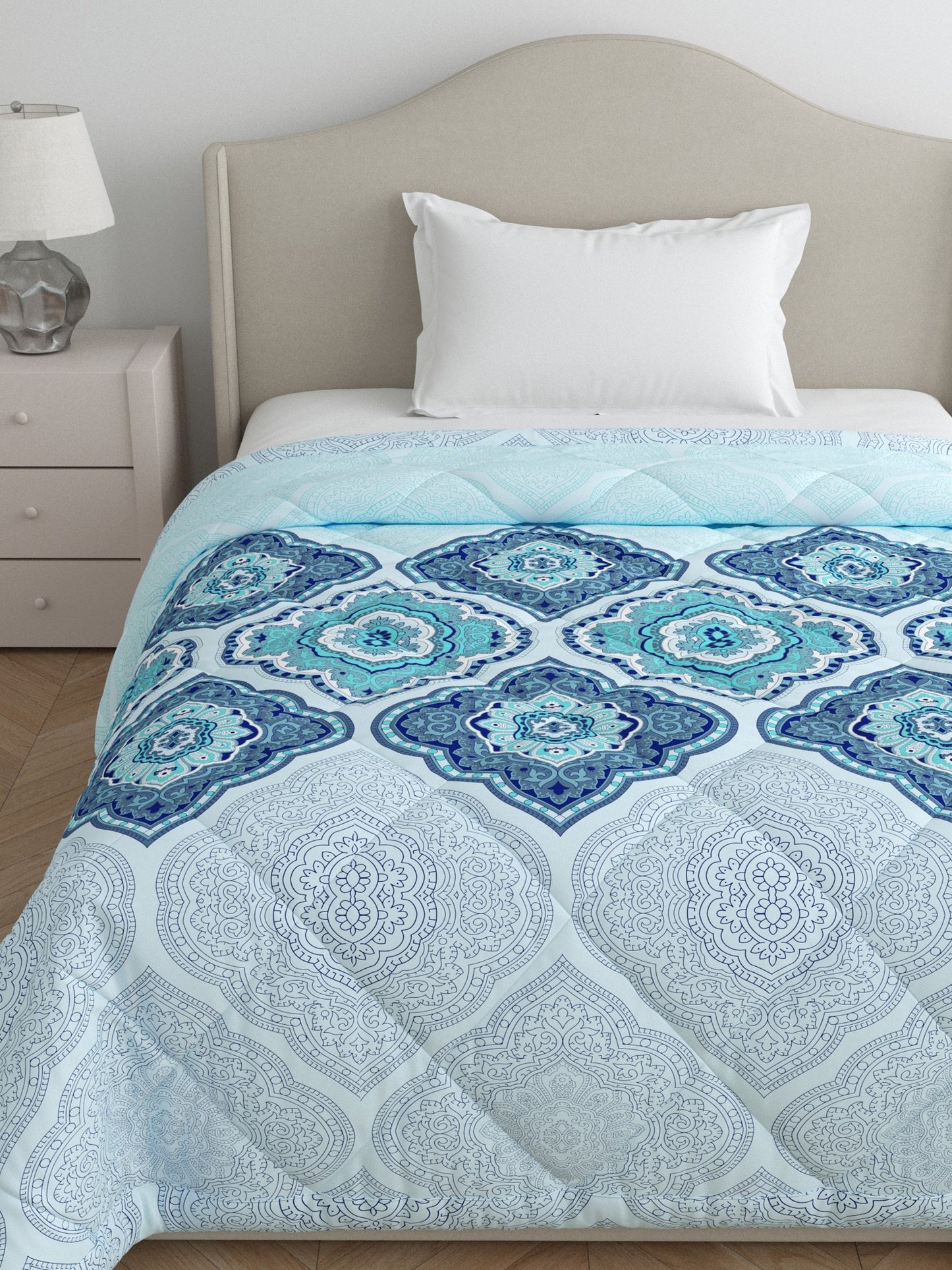 Home Ecstasy 100% Cotton 150 TC Floral Quilt - Colour: Blue
