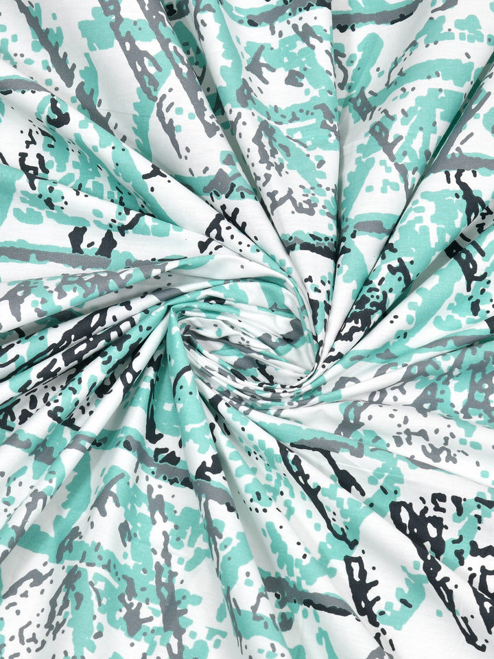 Dreamscape 100% Cotton Abstract Bedsheet Set | 180 TC | Seagreen