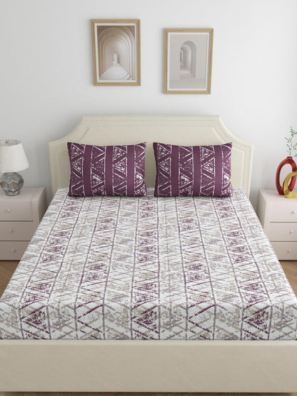 Dreamscape 100% Cotton Abstract Bedsheet Set | 180 TC | Purple