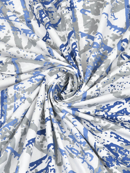 Dreamscape 100% Cotton Abstract Bedsheet Set | 180 TC | Blue