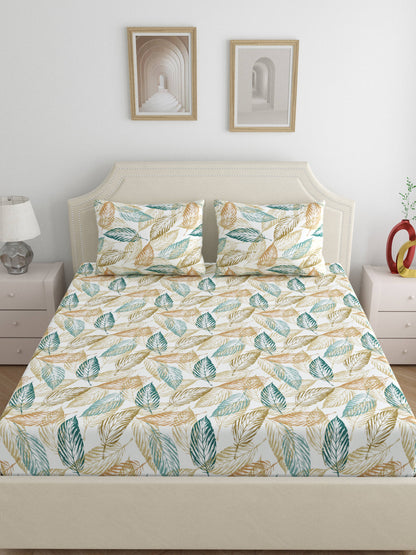 Dreamscape 100% Cotton Floral Bedsheet Set | 180 TC | Green