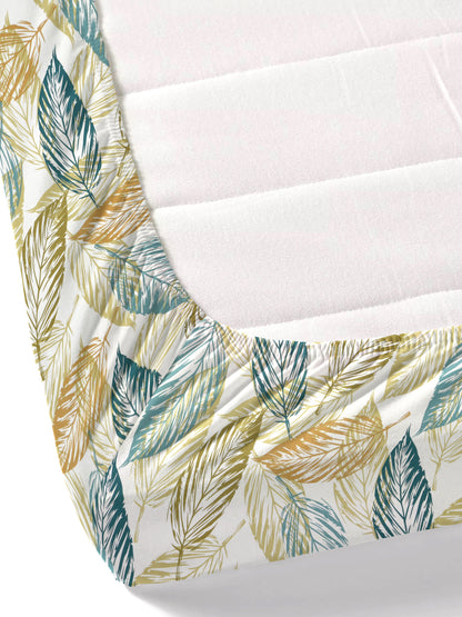 Dreamscape 100% Cotton Floral Bedsheet Set | 180 TC | Green