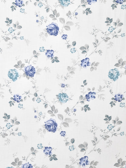 Dreamscape 100% Cotton Floral Bedsheet Set | 300 TC | Blue