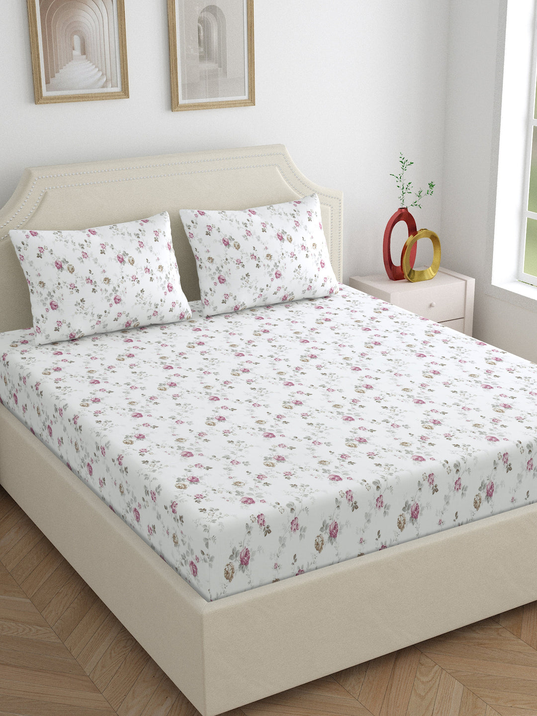 Dreamscape 100% Cotton 300TC Floral Bedsheet Set
