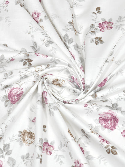 Dreamscape 100% Cotton Floral Bedsheet Set | 300 TC | Pink