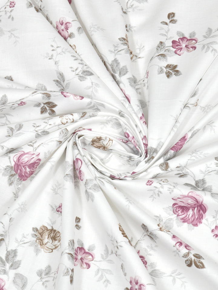 Dreamscape 100% Cotton Floral Bedsheet Set | 300 TC | Pink