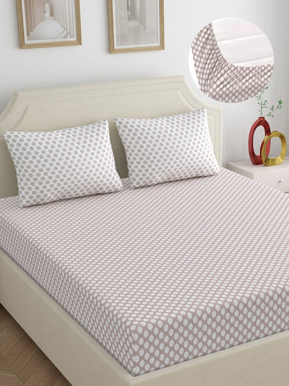 Dreamscape 100% Cotton Abstract Bedsheet Set | 250 TC | Brown