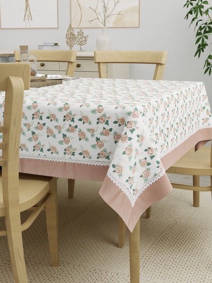 Home Ecstasy 100% Cotton 150 GSM TC Floral Large Table Cover