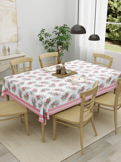 Home Ecstasy 100% Cotton 150 GSM TC Floral Large Table Cover
