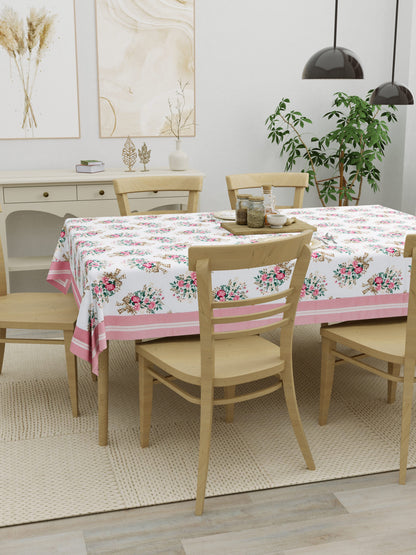 Home Ecstasy 100% Cotton 150 GSM TC Floral Large Table Cover