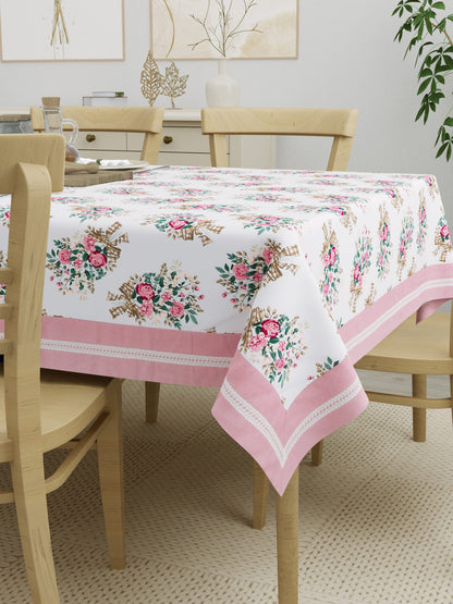 Home Ecstasy 100% Cotton 150 GSM TC Floral Large Table Cover