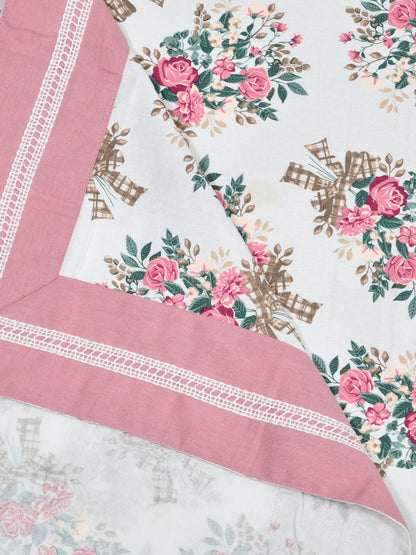Home Ecstasy 100% Cotton 150 GSM TC Floral Large Table Cover