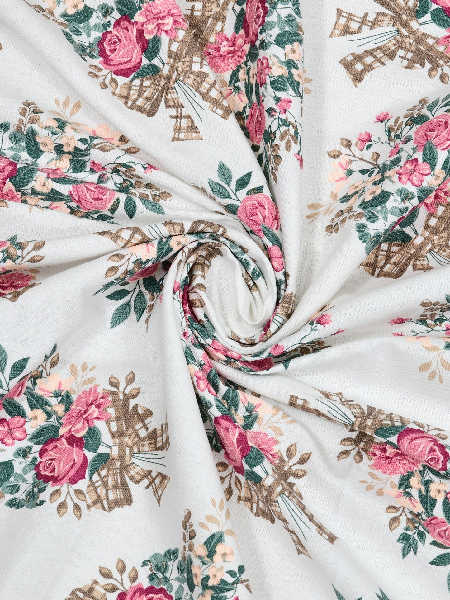 Home Ecstasy 100% Cotton 150 GSM TC Floral Large Table Cover